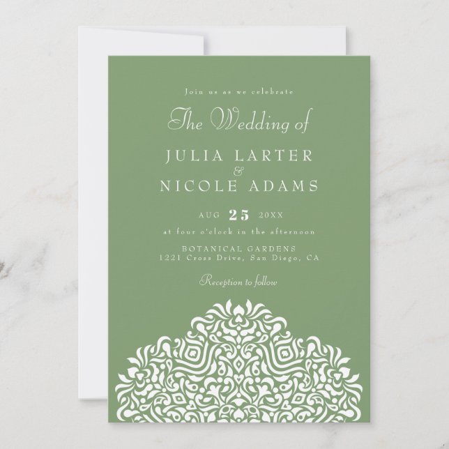 Boho Ethnic Botanical Accent Wedding Invitation (Front)