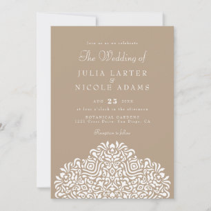 Boho Ethnic Botanical Accent Wedding Invitation
