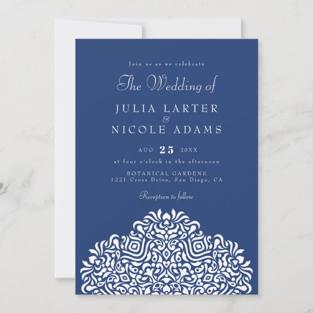 Boho Ethnic Botanical Accent Wedding Invitation (Front)