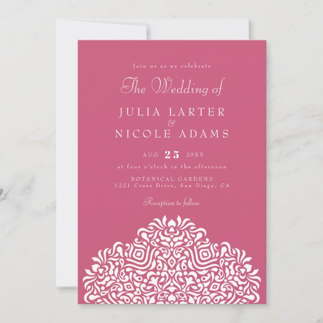 Boho Ethnic Botanical Accent Wedding Invitation (Front)