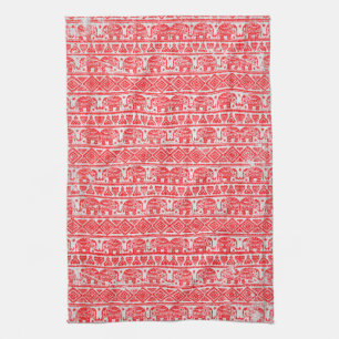 Boho ethnic elephant pattern tea towel