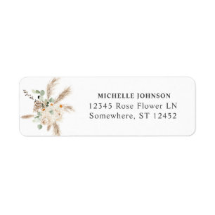 Boho Eucalyptus 2 & Pampas Return Address Label