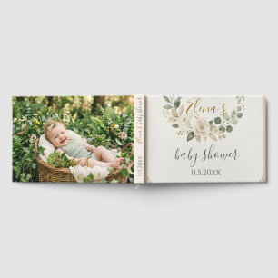 Boho Eucalyptus Floral Baby Shower photo Guest Book