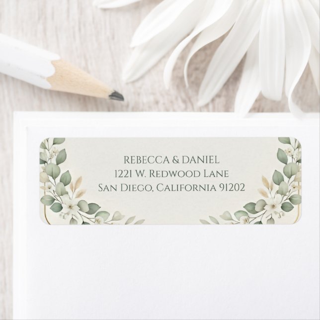 Boho Eucalyptus Green Baby Shower Return Address (Insitu)