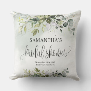 Boho Eucalyptus greenery branches faux gold Cushion