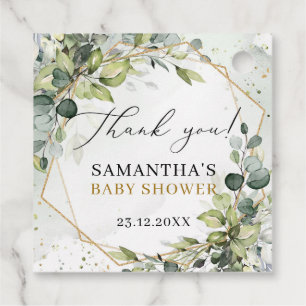 Boho Eucalyptus greenery branches gold Baby Shower Favour Tags