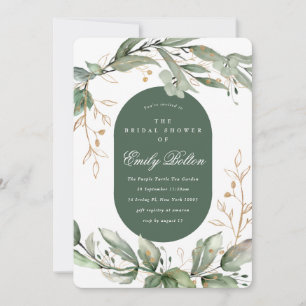 Boho Eucalyptus Greenery Pampas Wreath Gold Invitation