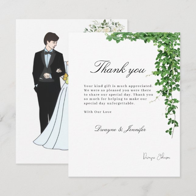 Boho Eucalyptus Greenery Summer Wedding Card (Front/Back)