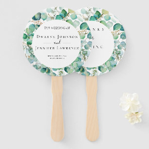 Boho Eucalyptus Greenery Summer Wedding Hand Fan