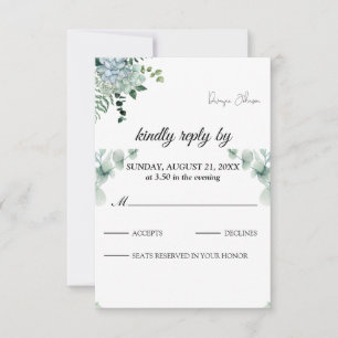 Boho Eucalyptus Greenery Summer Wedding RSVP Card
