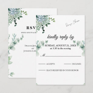 Boho Eucalyptus Greenery Summer Wedding RSVP Card