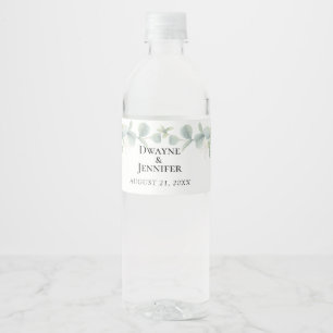 Boho Eucalyptus Greenery Summer Wedding Water Bottle Label