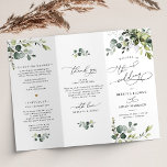 Boho Eucalyptus Greenery Wedding Ceremony Program<br><div class="desc">Designed to coordinate with our Boho Greenery wedding collection,  this customisable Tri-Fold Ceremony Program features watercolor eucalyptus branches with a classy serif font & elegant calligraphy text graphics. Matching items available.</div>