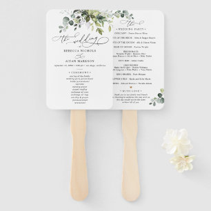 Boho Eucalyptus Greenery Wedding Ceremony Program Hand Fan