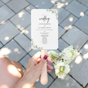 Boho Eucalyptus Greenery Wedding Ceremony Program Hand Fan