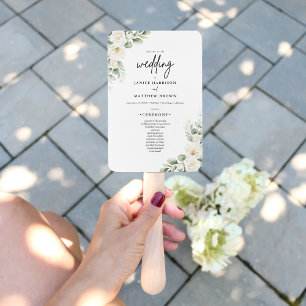 Boho Eucalyptus Greenery Wedding Ceremony Program Hand Fan