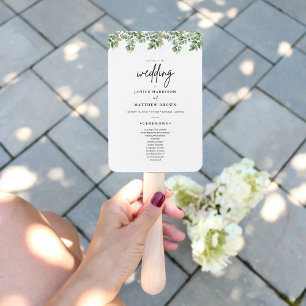 Boho Eucalyptus Greenery Wedding Ceremony Program Hand Fan