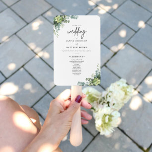 Boho Eucalyptus Greenery Wedding Ceremony Program Hand Fan