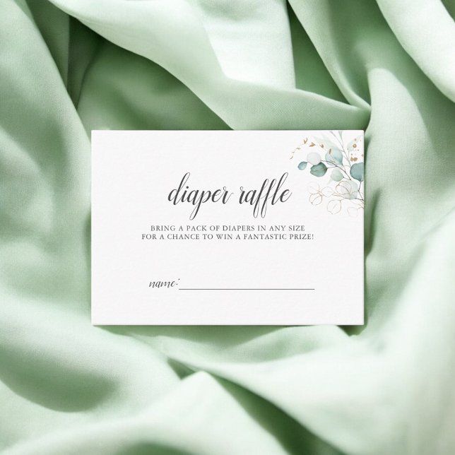 Boho Eucalyptus Leaves Baby Shower Diaper Raffle Enclosure Card (Creator Uploaded)