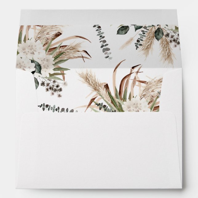Boho Eucalyptus Pampas & Beige Floral Envelope (Back (Bottom))