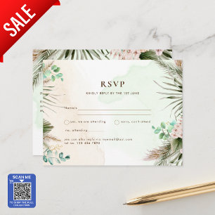 BOHO Eucalyptus Pampas Grass Greenery Wedding Postcard