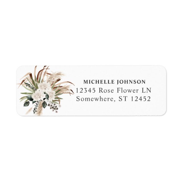 Boho Eucalyptus Pampas Grass Return Address Label (Front)