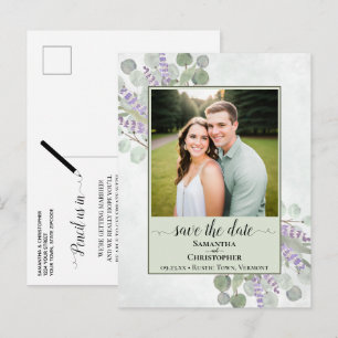 Boho Eucalyptus Sage Wedding Save the Date Photo Announcement Postcard