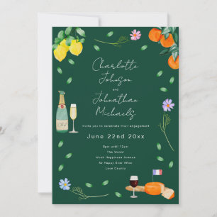 Boho European Wine & Cheese Engagement Party Invitation
