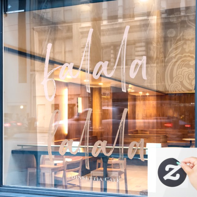 Boho Falala Script Pink & Brown Window Cling (Cafe Window)