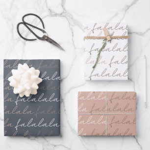Boho Falalala Grey & Pink Wrapping Paper Sheets