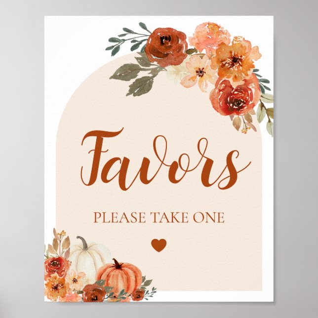 Boho Fall A Little Pumpkin Baby Shower Favours Sig Poster (Front)