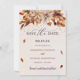 Boho Fall and Autumn Flowers Cooper Colours Save The Date