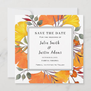 Boho fall autumn foliage invitation