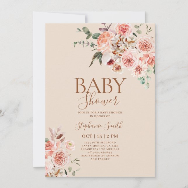 Boho fall Baby Shower Girl Invitation (Front)