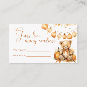 Boho fall bear baby shower guess how many candies enclosure card