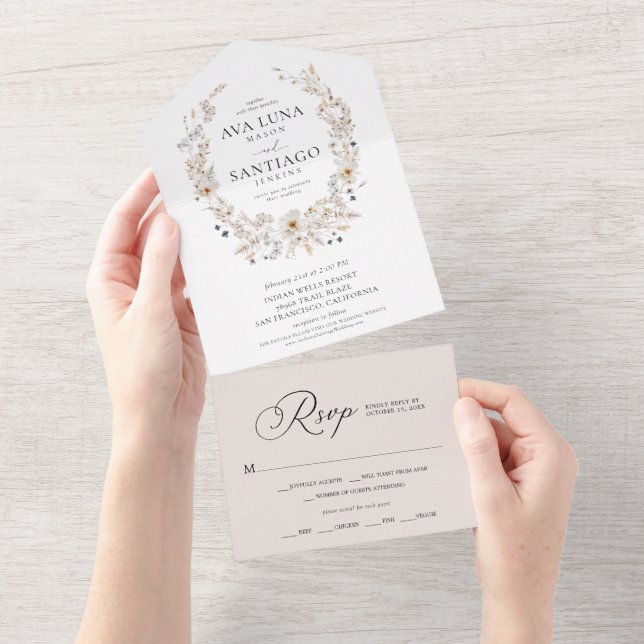 Boho Fall Botanical All in One Wedding Invite (Tearaway)