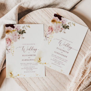 Boho fall elegant wedding invitation