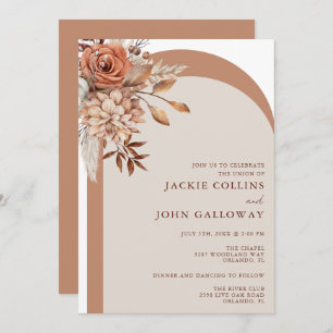 Boho Fall Floral Arch Wedding Invitation