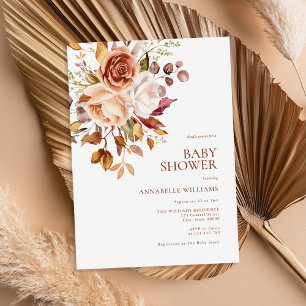 Boho Fall Floral Baby Shower Invitation