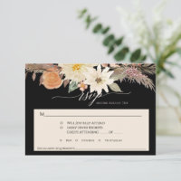 BOHO Fall Floral Black n Tan Pampas Grass Wedding