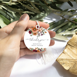Boho Fall Floral Bridal Shower Thank You Favour Tags