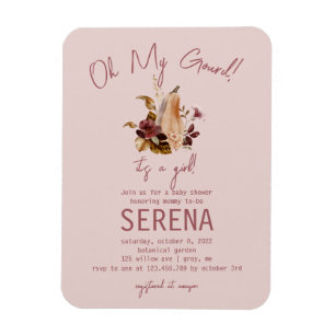 Boho Fall Floral Girl Baby Shower Photo Magnet