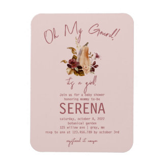 Boho Fall Floral Girl Baby Shower Photo Magnet