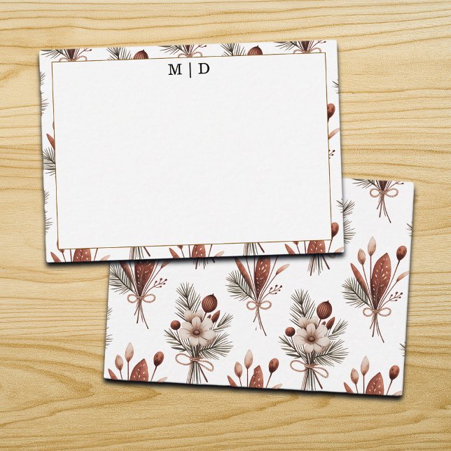 Boho Fall Floral Monogramm  Card (Creator Uploaded)
