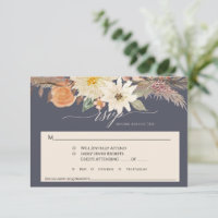 BOHO Fall Floral Navy Blue Pampas Grass Wedding