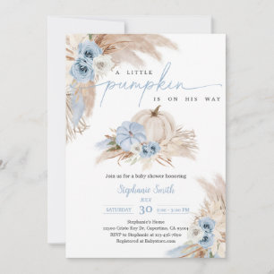 Boho Fall Floral Pampas Grass Baby Shower Invitation