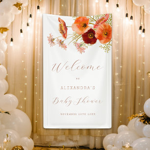 Boho Fall Floral Personalised Baby Shower Banner