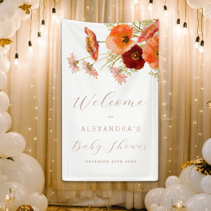 Boho Fall Floral Personalised Baby Shower Welcome Banner