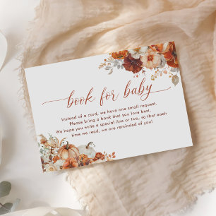 Boho Fall Floral Pumpkin Baby Shower Book Request Enclosure Card
