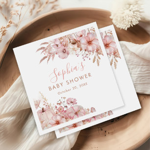 Boho Fall Floral Pumpkin Baby Shower Napkin